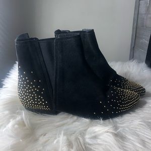 Boden black suede studded western style ankle boots booties holiday boot